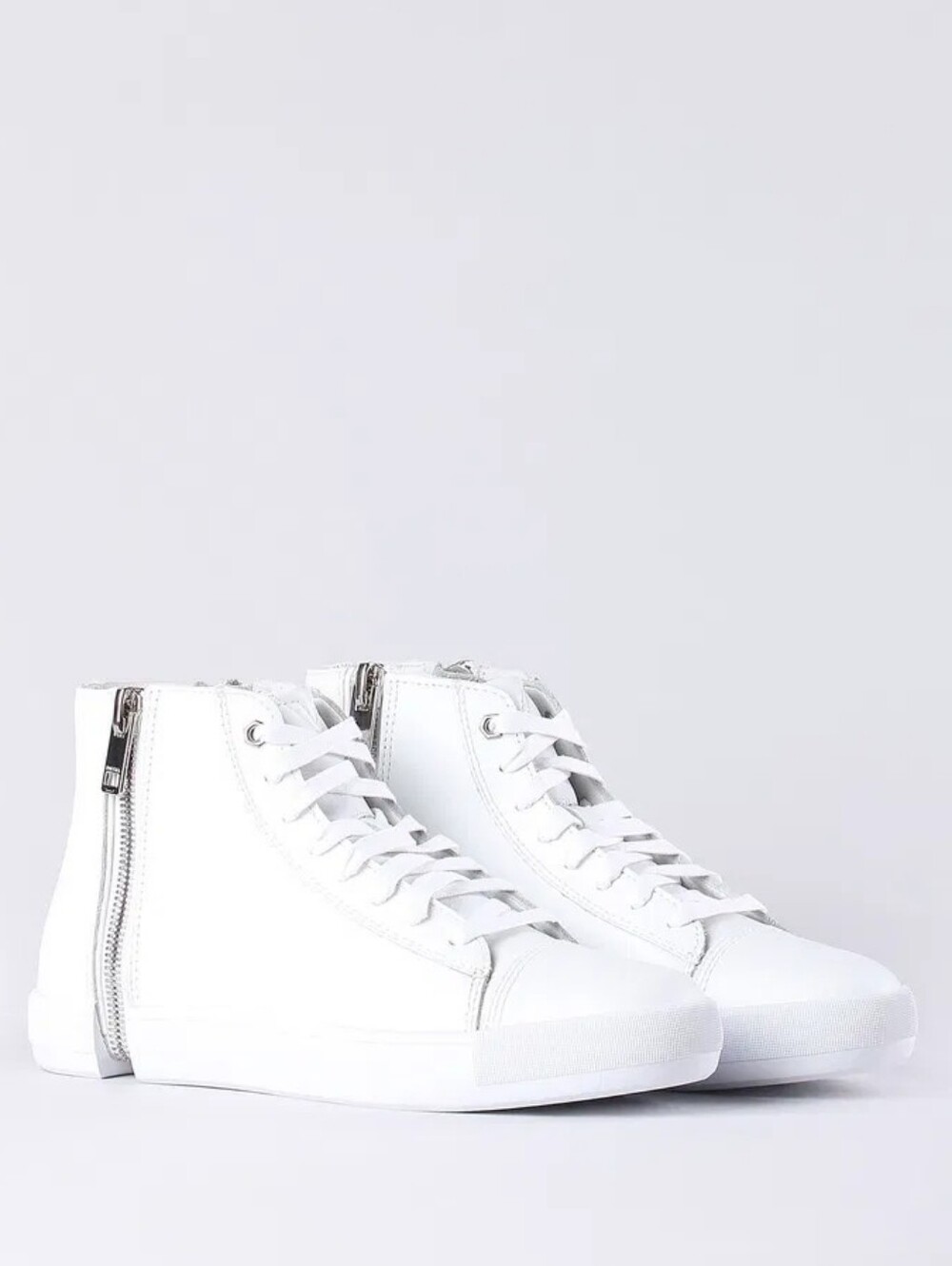 Diesel Women's S-Nentish Leather Trainers High-Top Sneakers with Zipper Size 8.5